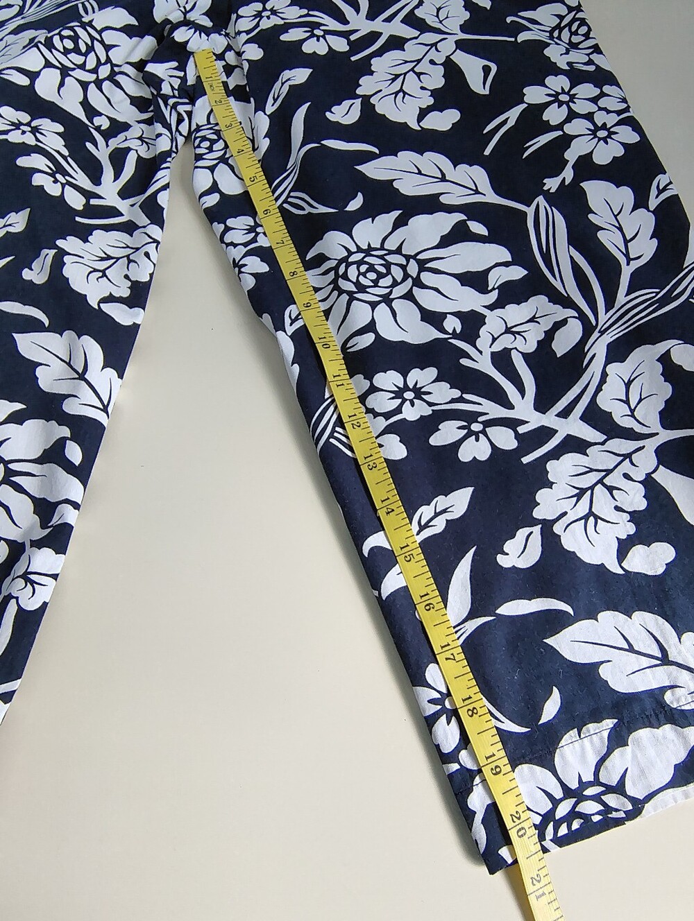 VTG British Khaki Floral 2 Piece Set Cotton Wide Leg Crop Separates Sz 4/8 - Picture 10 of 12